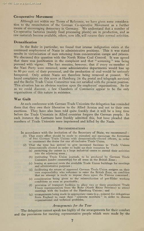 Trade Unionism in Central Europe - TUC Survey, 1946