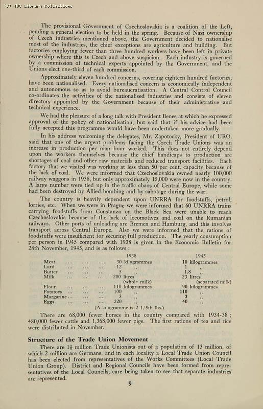 Trade Unionism in Central Europe - TUC Survey, 1946