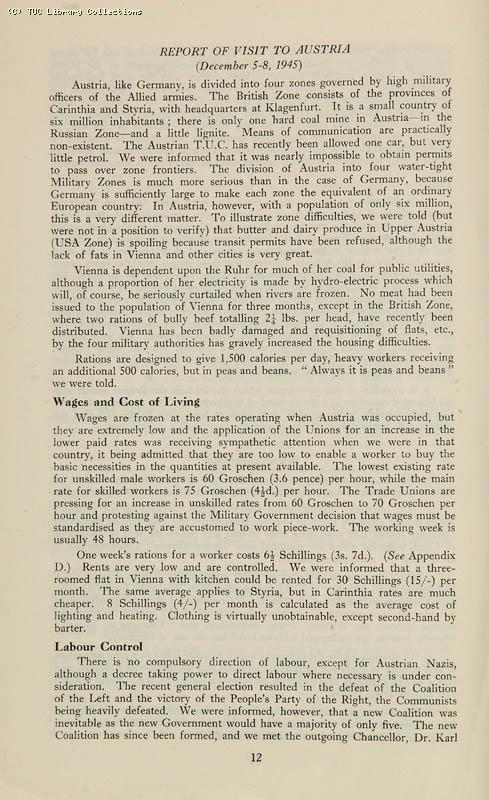 Trade Unionism in Central Europe - TUC Survey, 1946