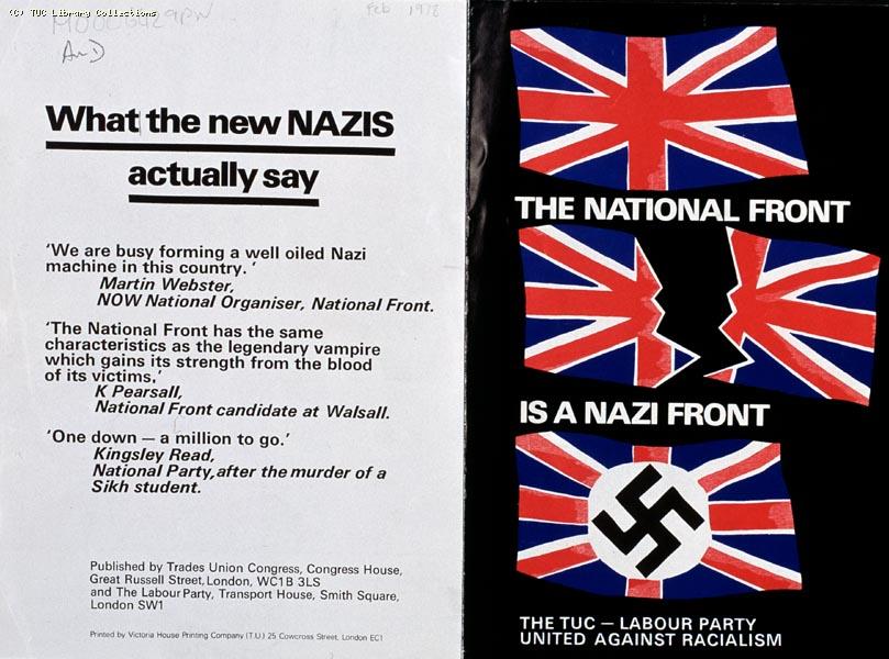 Leaflet - TUC/Labour Party United against racialism, 1978