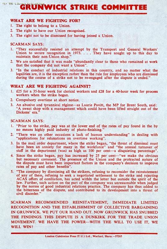 Leaflet - Grunwick Strike Committee, Mass Picket, 17 October (page 2)