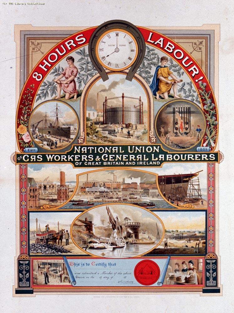 Emblem and Membership certificate of the National Union of Gas Workers and General Labourers of Great Britain and Ireland