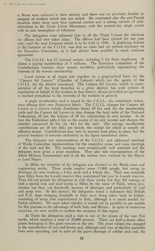 Trade Unionism in Central Europe - TUC Survey, 1946