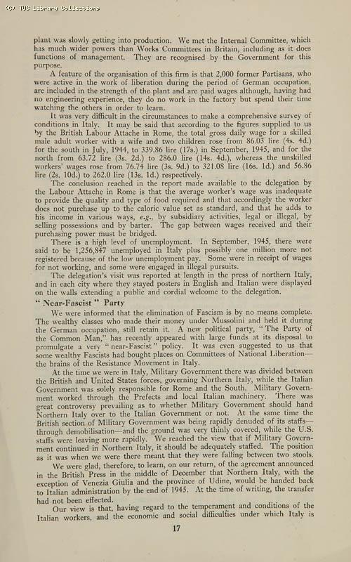 Trade Unionism in Central Europe - TUC Survey, 1946