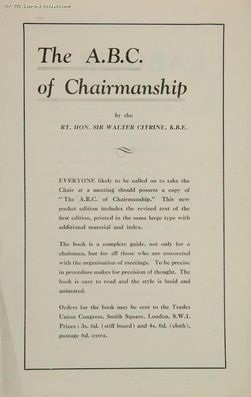 Trade Unionism in Central Europe - TUC Survey, 1946