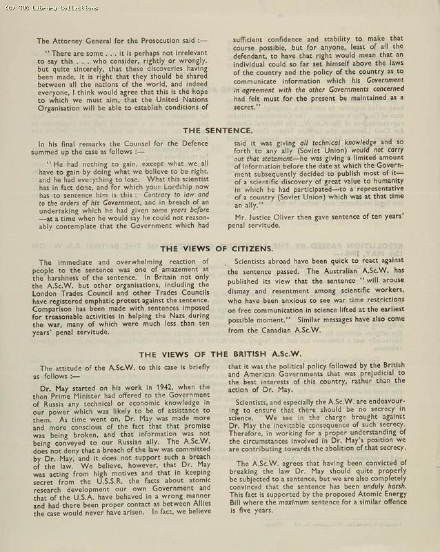 The case of Dr Alan Nunn May, 1946