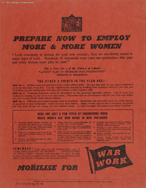 Women and war work advert, 1941