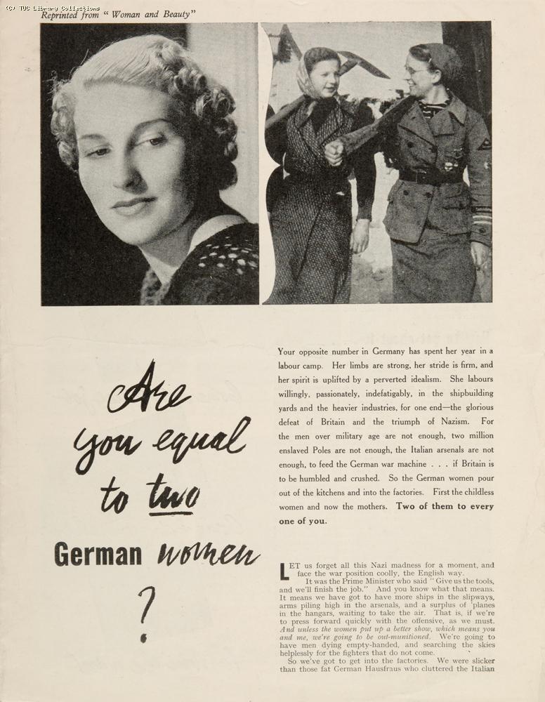 'Are you equal to two German women?' 1941