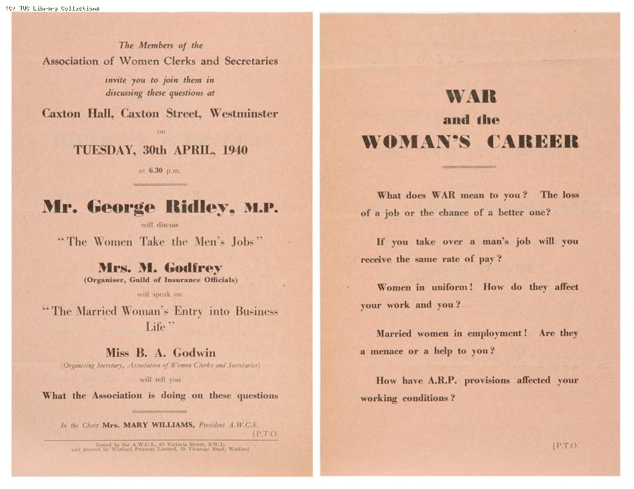 'War and the Woman's Career', 1940