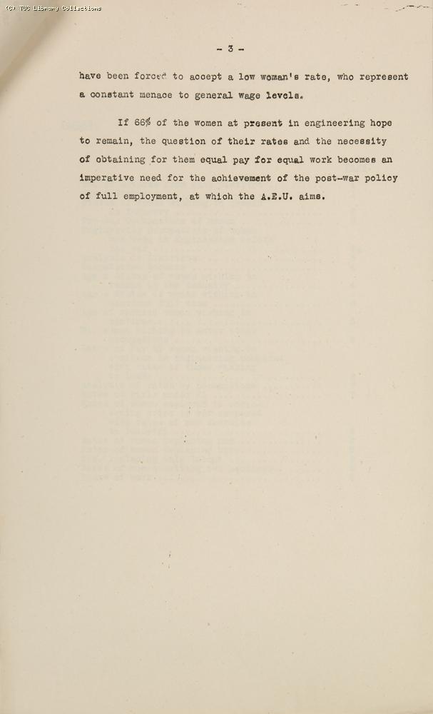 AEU Women's Enquiry, 1945