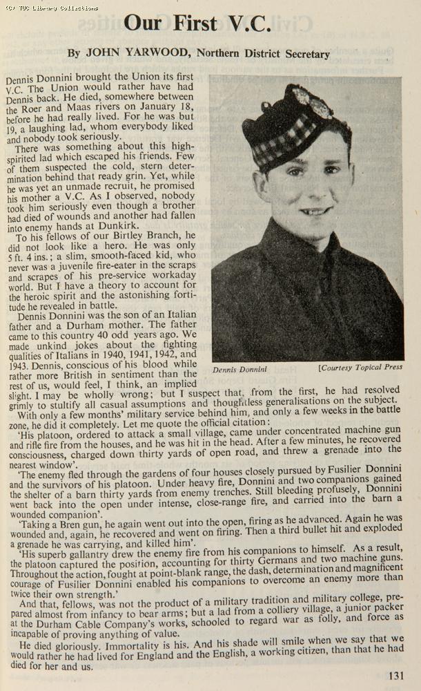 Fusilier Dennis Donnini VC, 1945