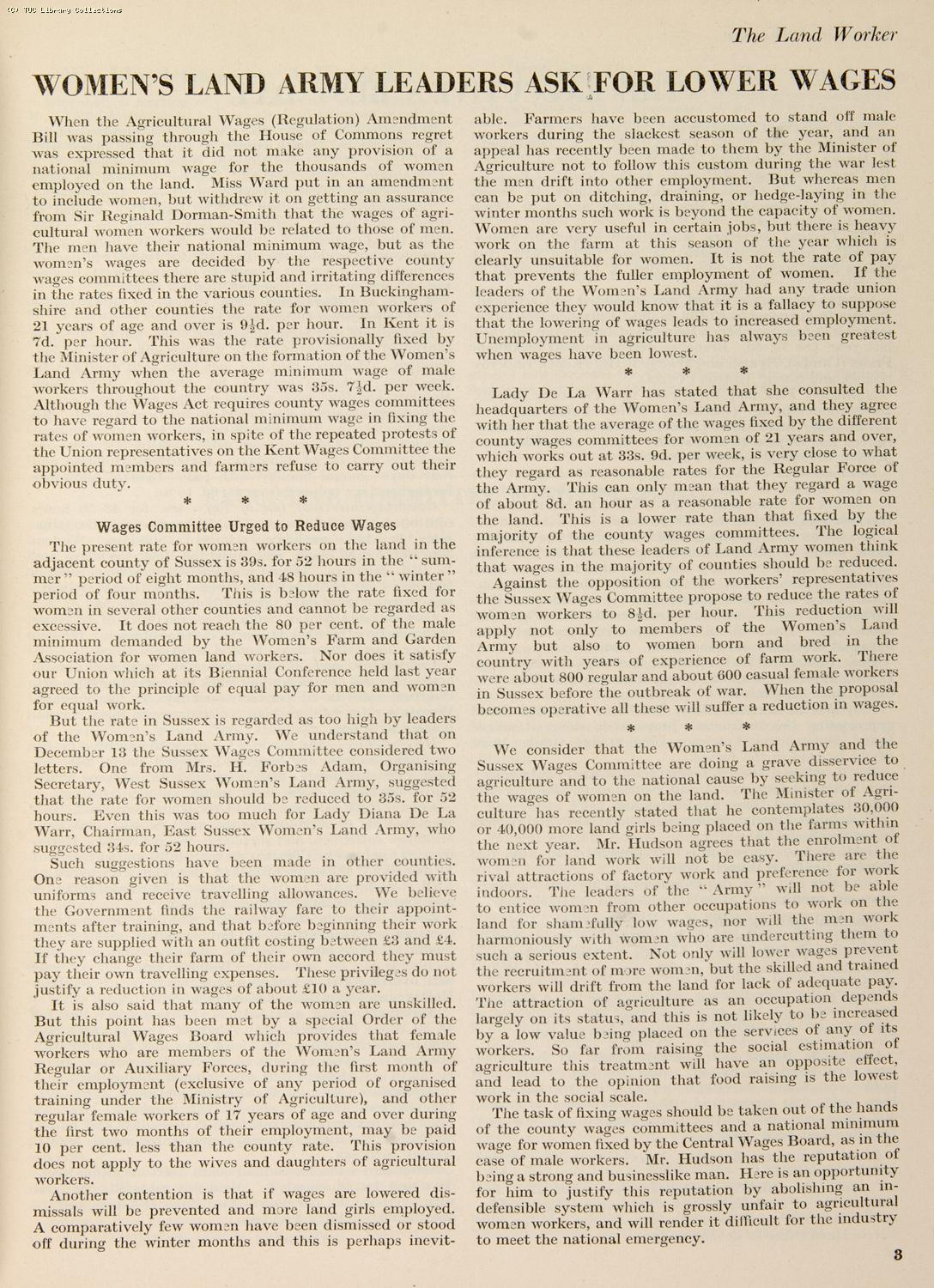 Women's Land Army, 1941