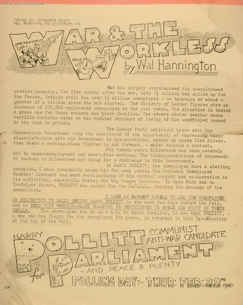Harry Pollitt election leaflet, 1940