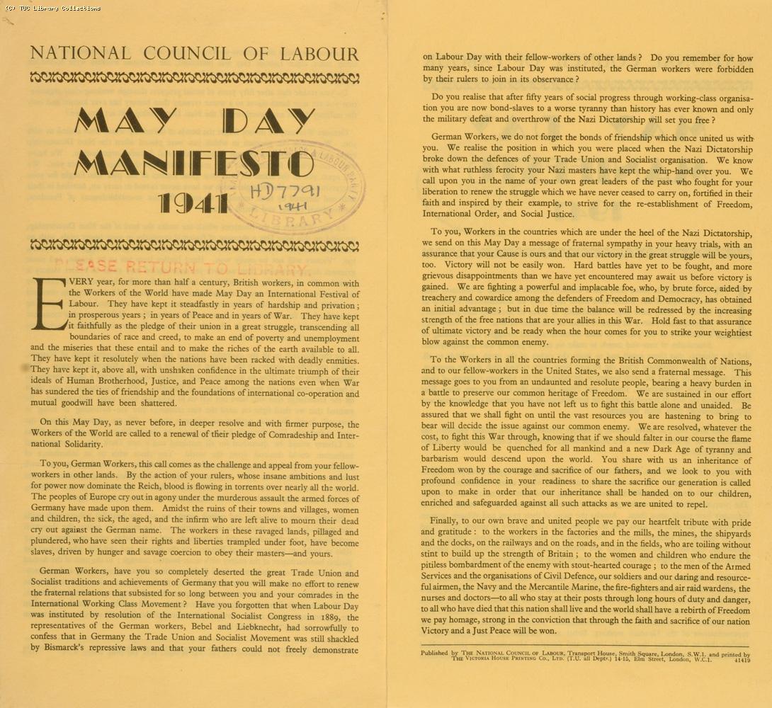 May Day manifesto, 1941