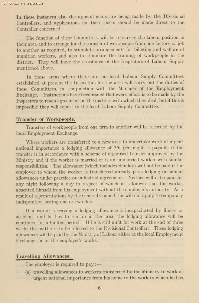 'Labour supply during war-time' - TUC circular, 1940